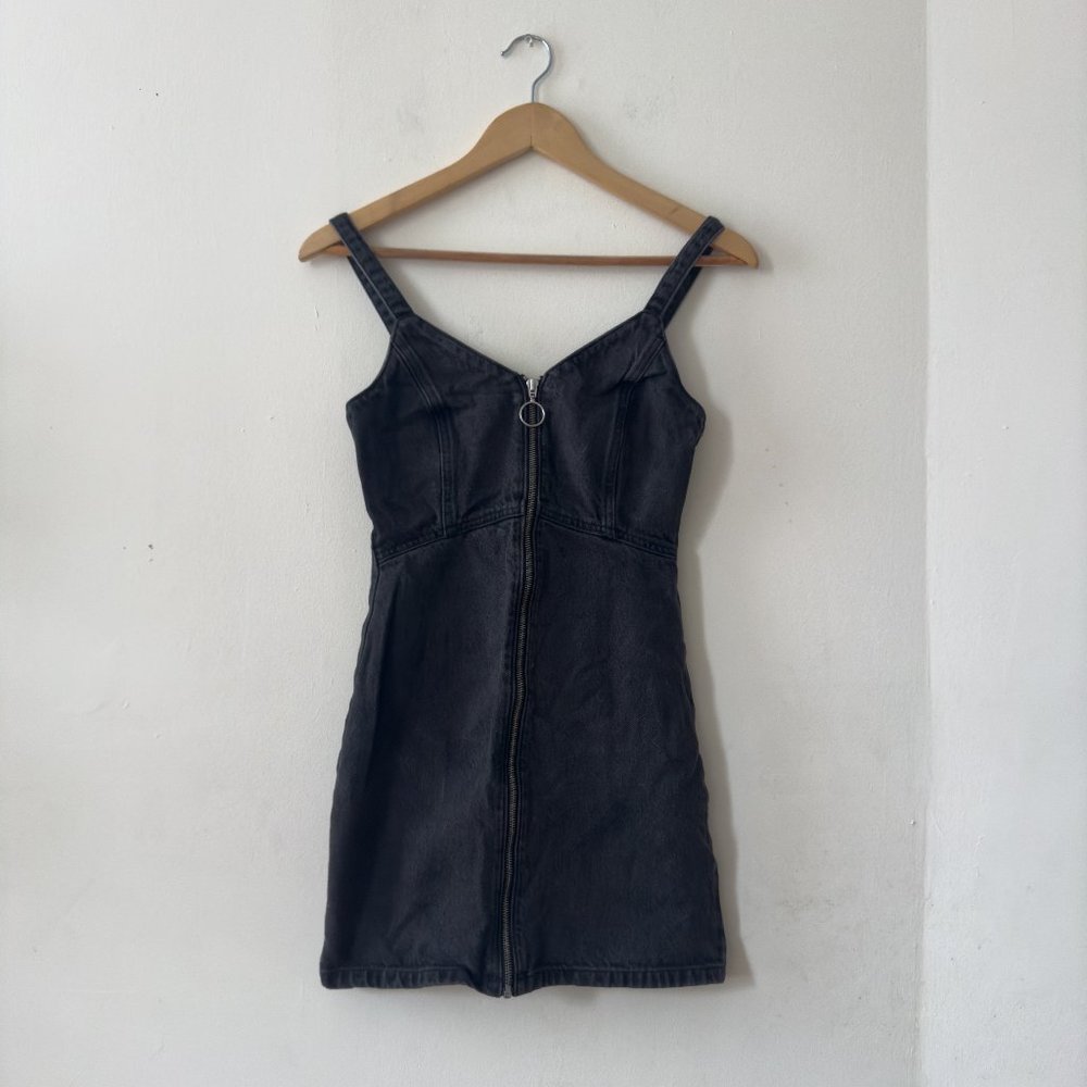 TOPSHOP ZIP UP DENIM MINI DRESS
